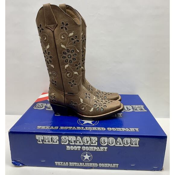 Odessa Sergal Woman's Cowboy Boots Pescaob Chestnut Ginger Size 10.5 - Picture 14 of 16